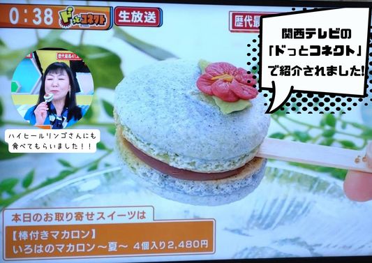 【明石スイーツ】関西テレビ「ドっとコネクト」で紹介!いろはのおとの棒付きマカロン〜夏〜