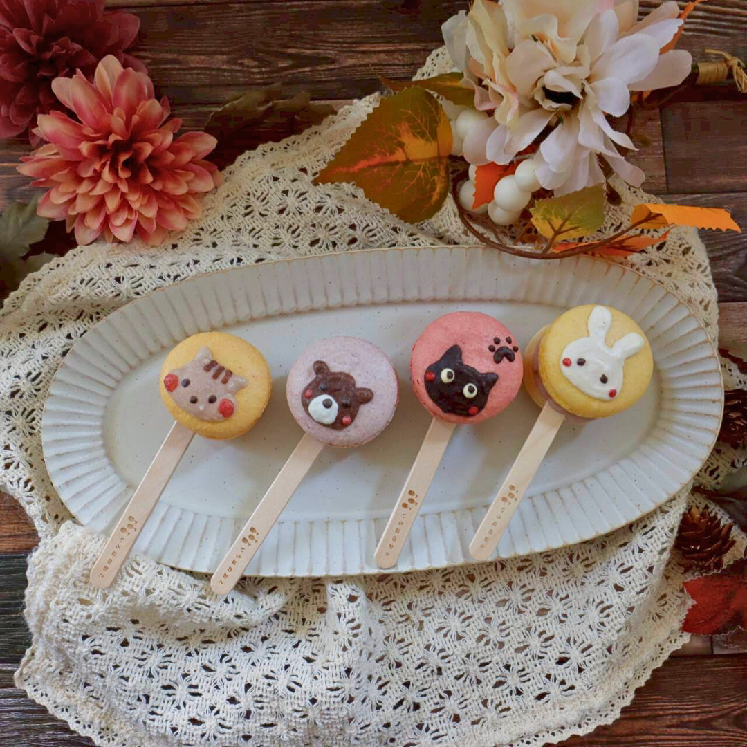 【期間限定】【ミニ棒付きマカロン】ミニいろはのマカロン〜茜〜(あかね)