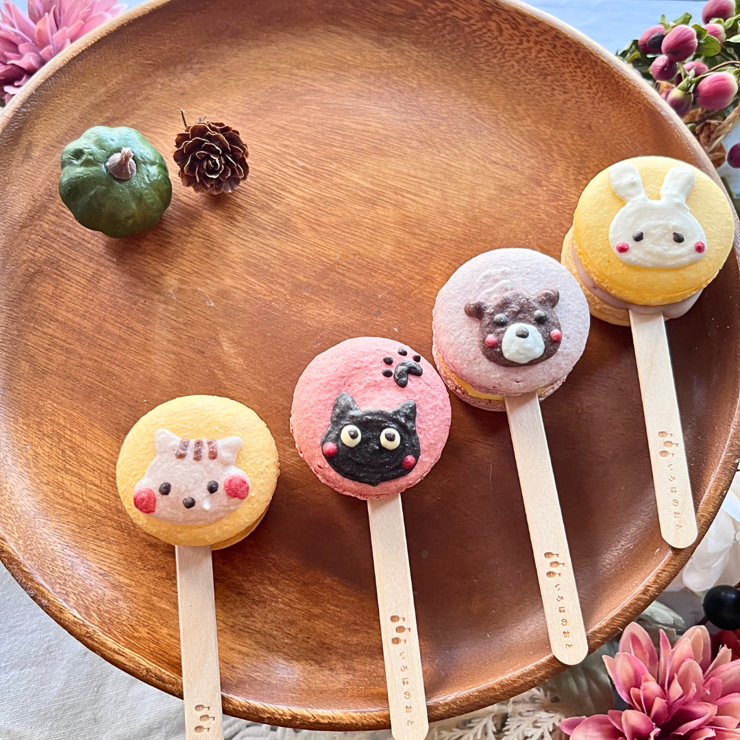 【期間限定】【ミニ棒付きマカロン】ミニいろはのマカロン〜茜〜(あかね)